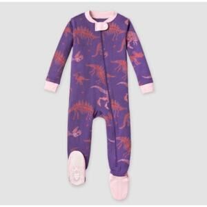 Burt's Bees Baby dinosaur Snug Fit Footed Pajama - Purple 12M Girls Organic